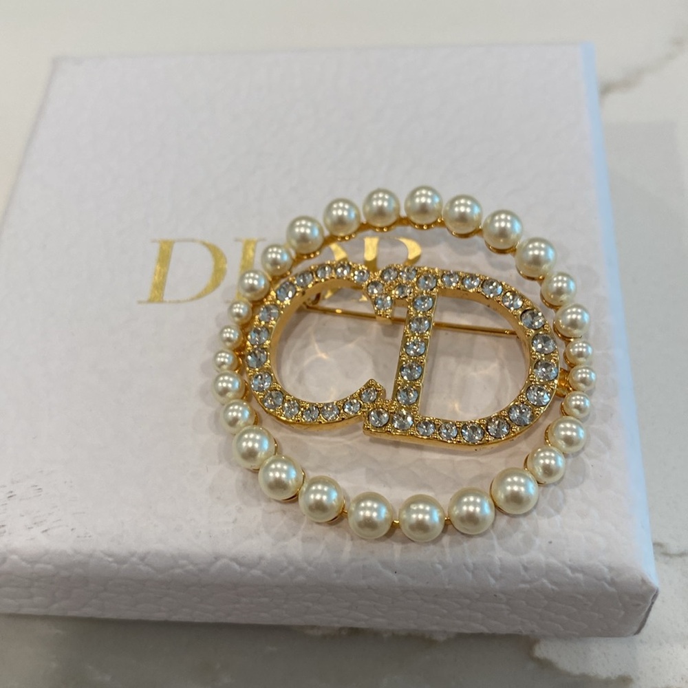 RARE Dior Pearl and Gold Brooch